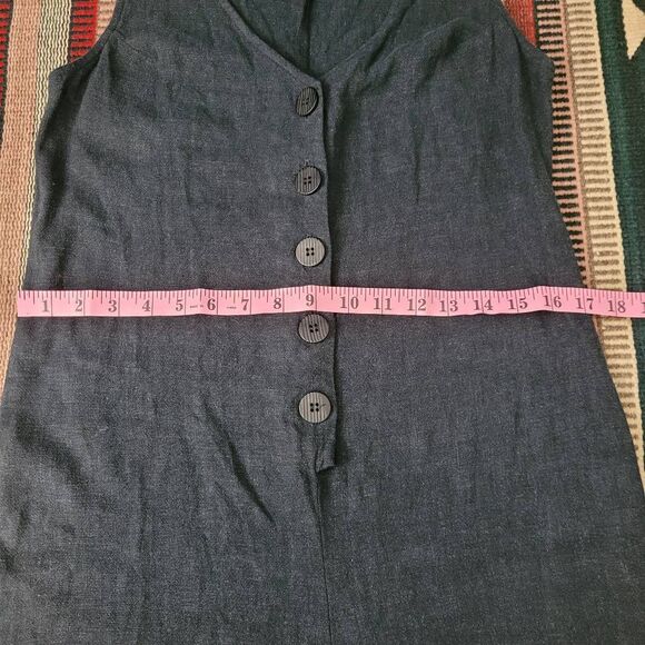 Rachel Palley Linen Rayon Jumpsuit Sz L Button Front Sleeveless Ankle Wide Leg - Picture 9 of 13